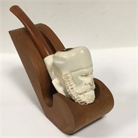 Figural Meerschaum Pipe With Stand