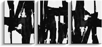 3 Panels Black and White Abstract