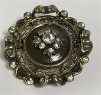 Sterling Silver Clear Stone Brooch
