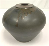 Glazed Pottery Vase, Signed