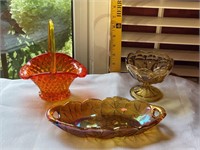 Amber Bowl & Dish - Orange Basket