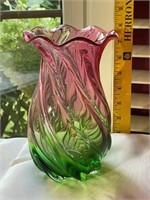 Green & Pink Swirl Vase