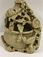 Oriental Hardstone Carved Vase