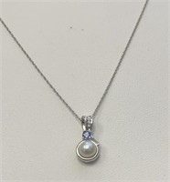14 KT Chain, 10 KT Pearl Pendant