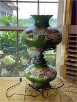 Floral Pattern Hurricane Style Lamp