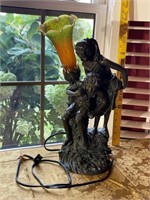 Art Nouveau Style Figural Lamp w/Tulip Shade