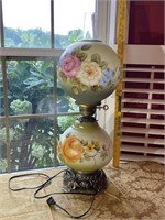 Floral Pattern Hurricane Style Lamp