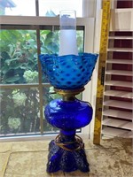 Cobalt Blue Hurricane Style Lamp