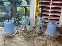 Pair of Vintage Lamps w/Glass Shades