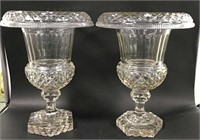 Pair Of Crystal/ Glass Urns