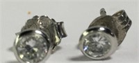 Sterling Silver Clear Stone Stud Earrings