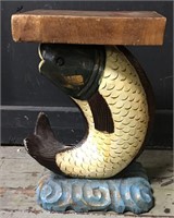 Wood Carved And Painted Fish Pedestal