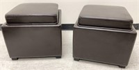 Tray Storage Ottoman Cube Faux Leather Pair