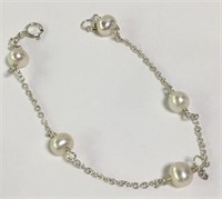 Sterling Silver Pearl Bracelet