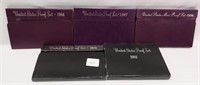 1978, ’81, ’84, ’87, ’90 Proof Sets