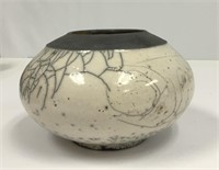 Ceramic Raku Vase, Signed Martin