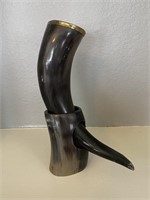 Hand Crafted Drinking Horn w/ Stand
