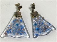 Sterling Silver Glass Earrings