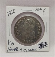 1810 Half Dollar F-Harshly Cleaned