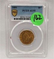 1881 $5 Gold PCGS AU 55