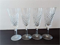Set of 4 Crystal Hobnail Champagne Glasses