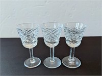 Set of 3 Crystal Hobnail Digestif/Sherry Glasses