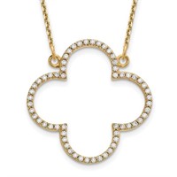 Designer Diamond Quatrefoil Necklace 14k Gold