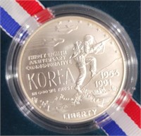 1991 90% Silver Korean War Dollar UNC in United