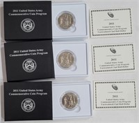 2011 U.S. Army Clad Half dollars Lot of 3 in boxes