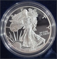 2001 Proof American Silver Eagle 1 Troy Oz 99.9%