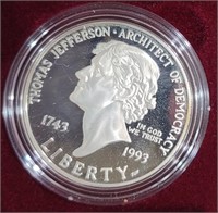 1993 Proof Silver Dollar Thomas Jefferson In