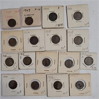 lot of 17 Wheat Pennies 1909p x 3, 1910p, 1914p