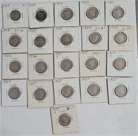 Lot of 21 Buffalo Nickels 1919P 1923p x 4, 1924P