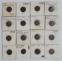 Lot of 16 Indian Head Pennies 1901 x6, 1900 x5,