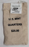 $25.00 Face Value Quarter Bag Massachusetts D