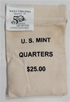 $25.00 Face Value Quarter Bag West Virginia D