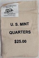 $25.00 Face Value Quarter Bag West Virginia P