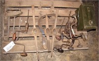 brace and bits, ammo box, pick axe heads