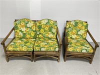 Retro outdoor bamboo loveseat & chair