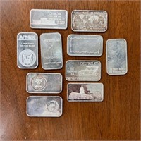 (10) .9999 1 oz Silver Collectible Art Bars