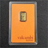 1 Gram .9999 Valcambi Suisse Gold Bar Sealed