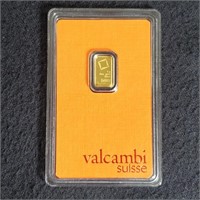 1 Gram .9999 Valcambi Suisse Gold Bar Sealed