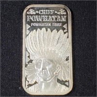 20 Grams Fine Silver "Chief Powhatan" Bar