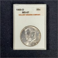 1969-D MS-67 Kennedy Silver Half Dollar