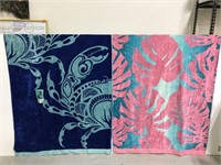 His and hers large beach towels