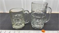 2 Vintage Glass A&W Mugs (small and medium)