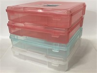 4 plastic cases for scrapbooks and craft items