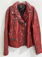 Baccini ladies faux red leather snakeskin jacket