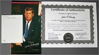 John F. Kennedy Memorabilia- Portrait Photo, Note