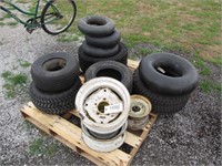 pallet of misc lawn & garden tires and tubes